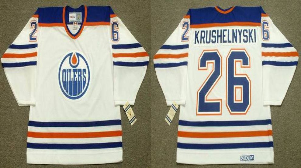 2019 Men Edmonton Oilers 26 Krushelnyski White CCM NHL jerseys